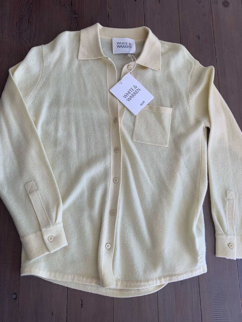 White + Warren 100% Cashmere Button Down Shirt Lemonade Nwt — image 3 of 7
